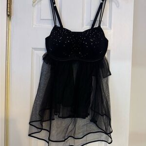 Victoria’s Secret Black Sheer Babydoll Top with Rhinestones (new without panty)